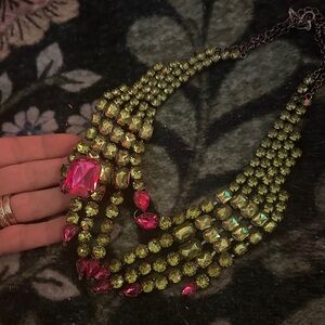 Vibrant Green and Red Gemstone Necklace